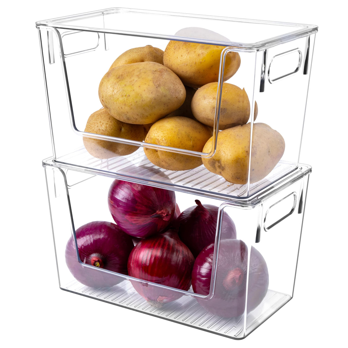 Tiawudi large stackable bin with front opening for easy kitchen access.