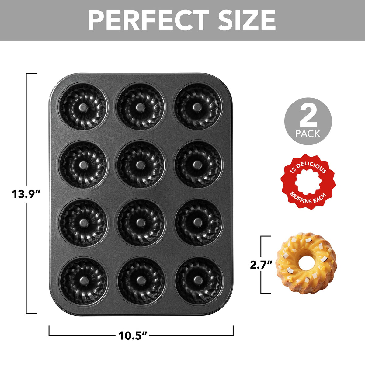 Tiawudi mini fluted tube pan nonstick coating close-up for easy release.