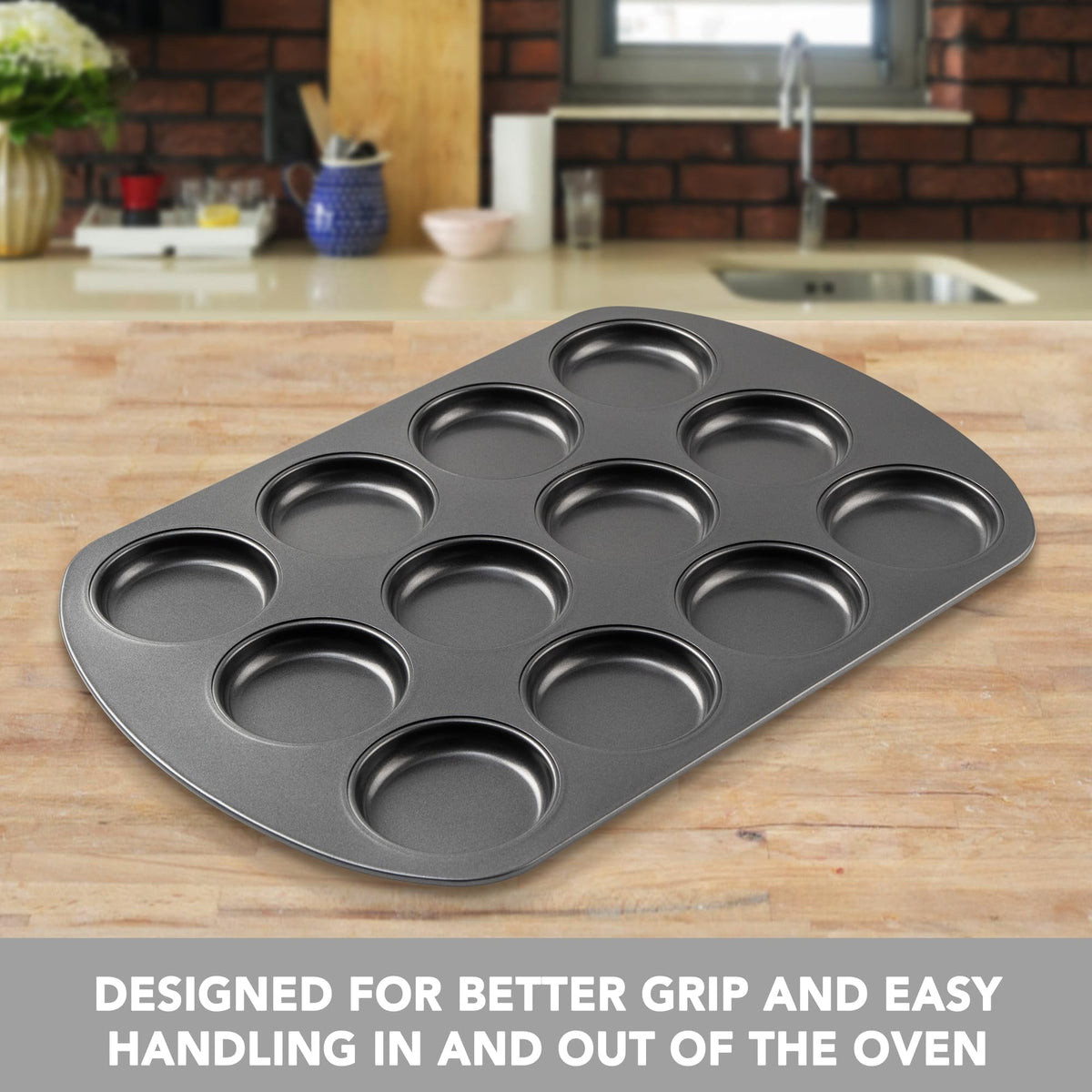 Dimensions 16.6 by 11.3 inches of Tiawudi muffin top pan for comfortable handling.