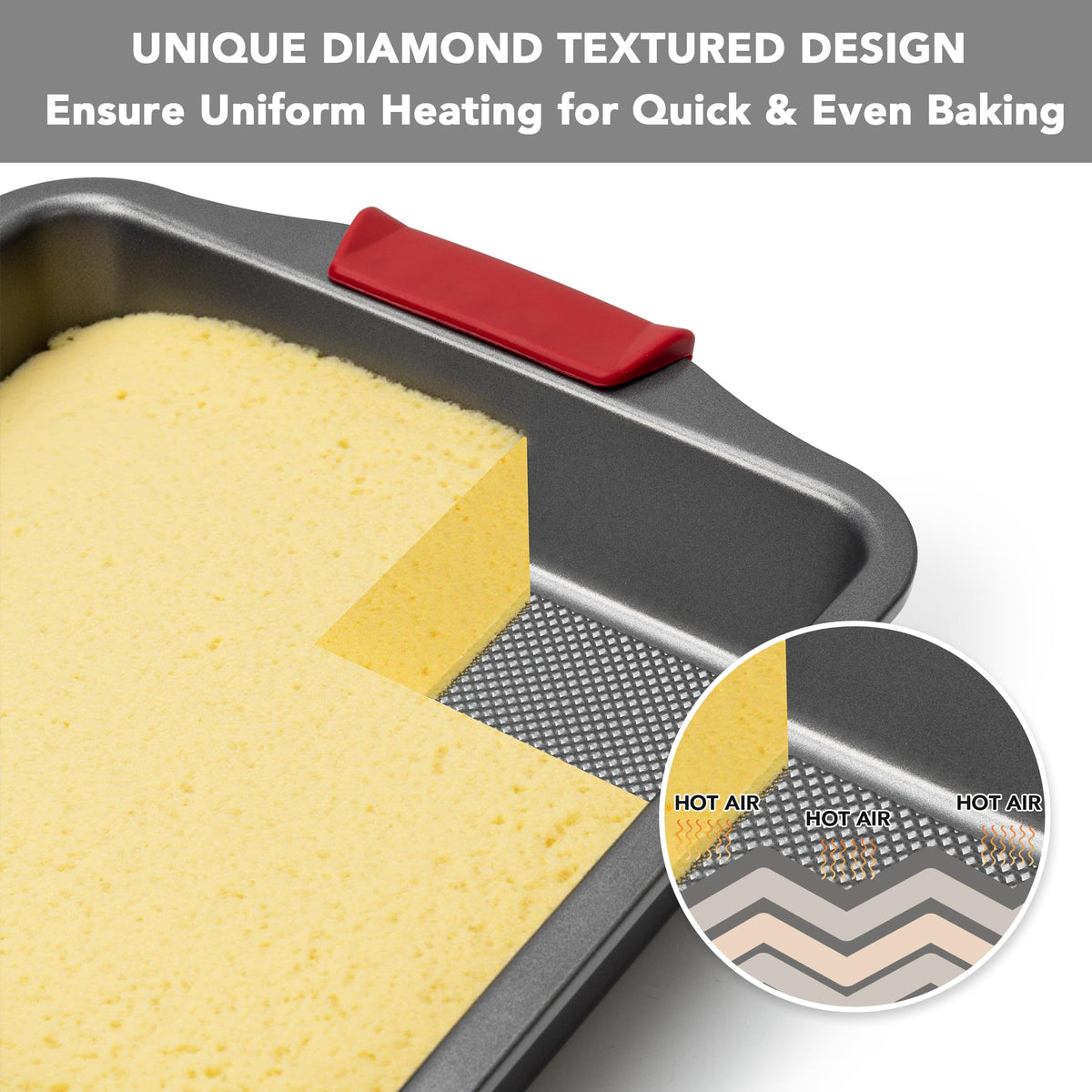 Tiawudi pan demonstrating oven-safe up to 450°F for versatile baking.
