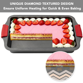Tiawudi pan dimensions 13 by 9 inches with 2.1 inch depth fit standard ovens.