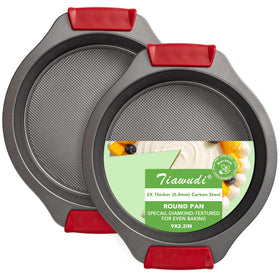 Tiawudi round cake pan 9-inch set 2 top view for even baking and easy release