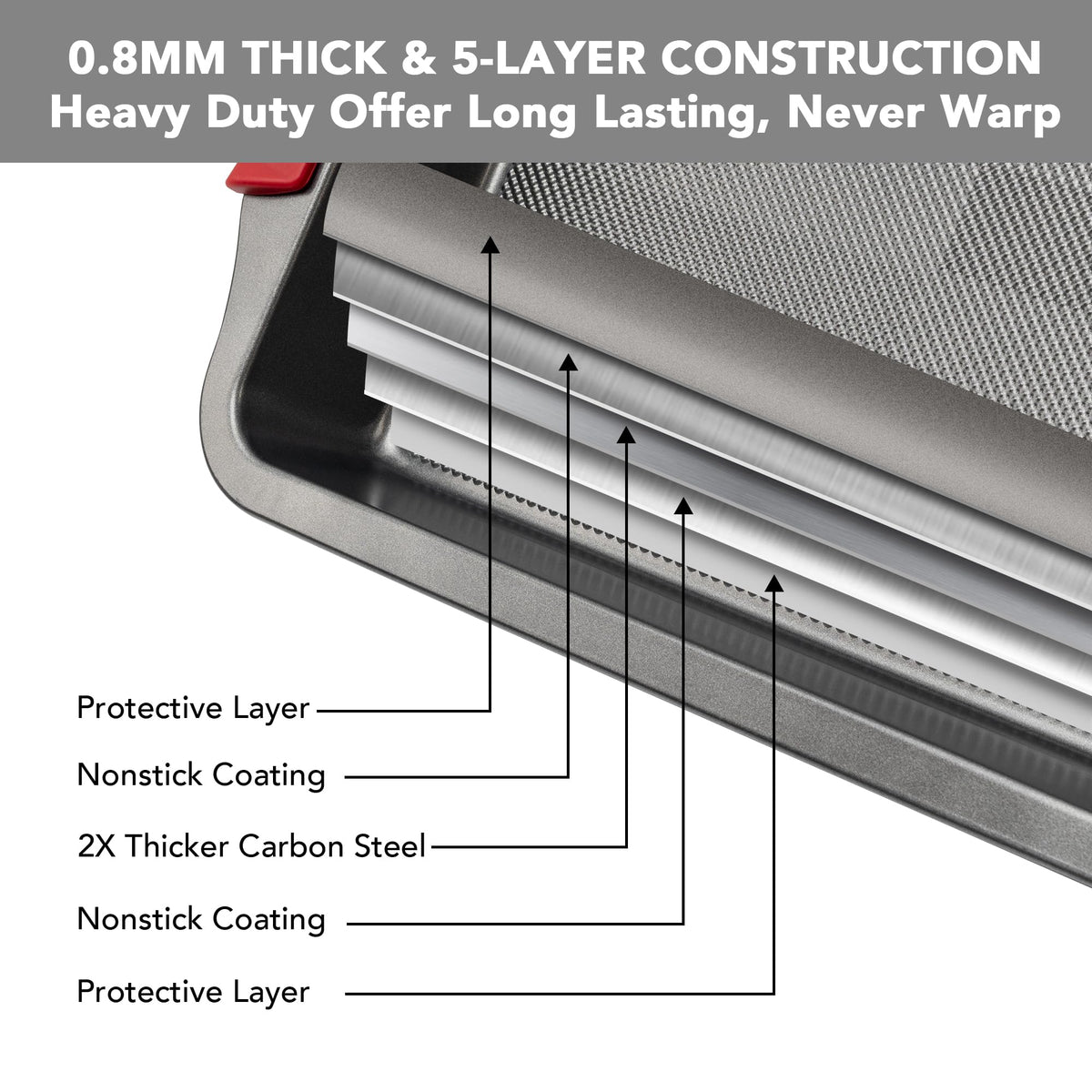 Tiawudi silicone grip handles offer secure, comfortable handling when loading and removing from oven.