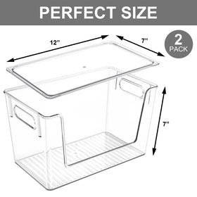 Tiawudi front-opening clear bin with lids supports dust-free pantry storage.