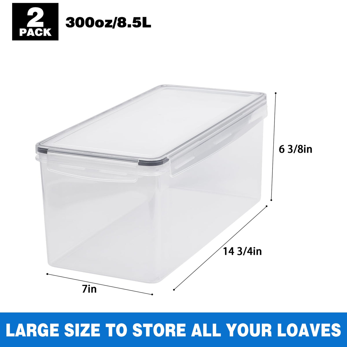 Tiawudi two-pack bread boxes with open lids for easy access.