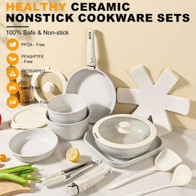 Tibbicc 360-degree ceramic non-stick coating for easy food release.