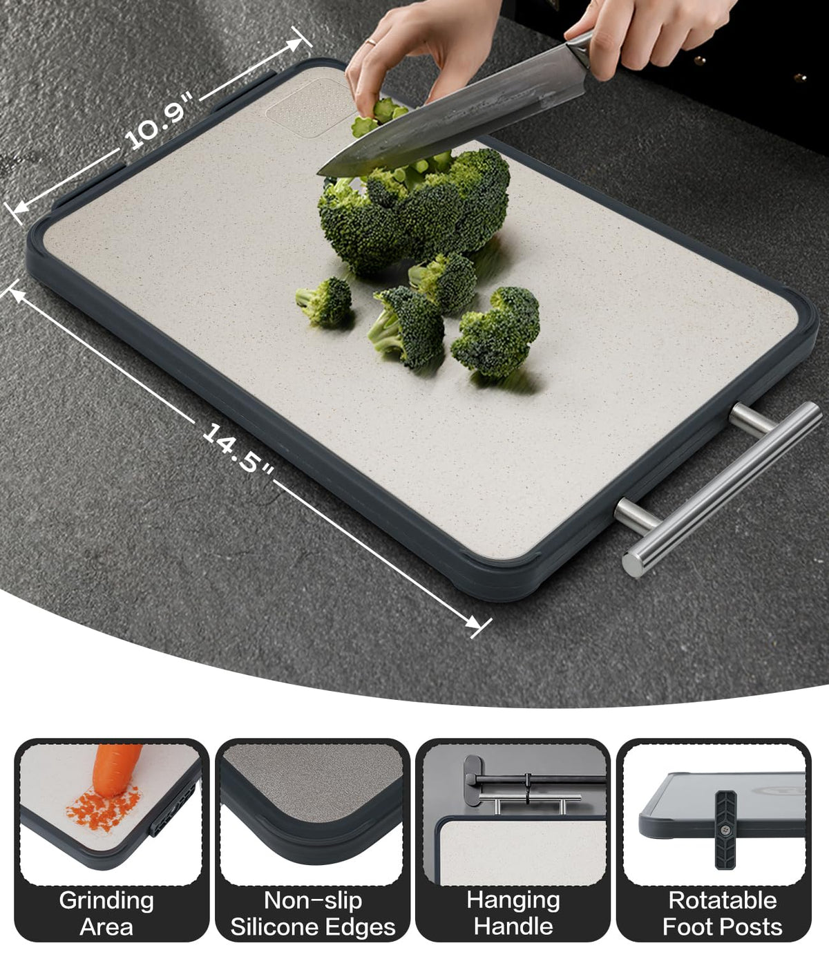 Tibbicc board silicone edge keeps it stable on busy counters.