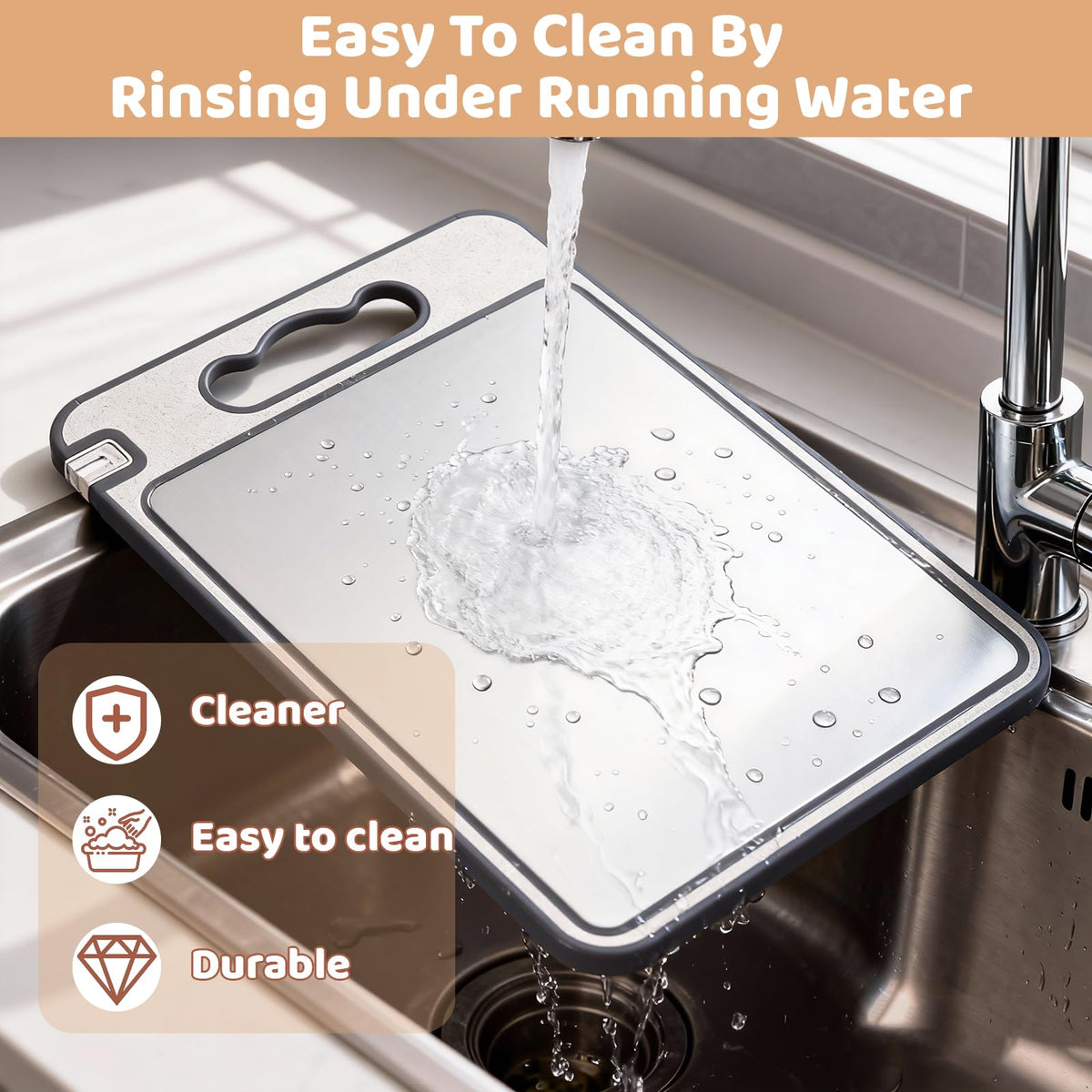 Dual-sided design reduces cross contamination during prep