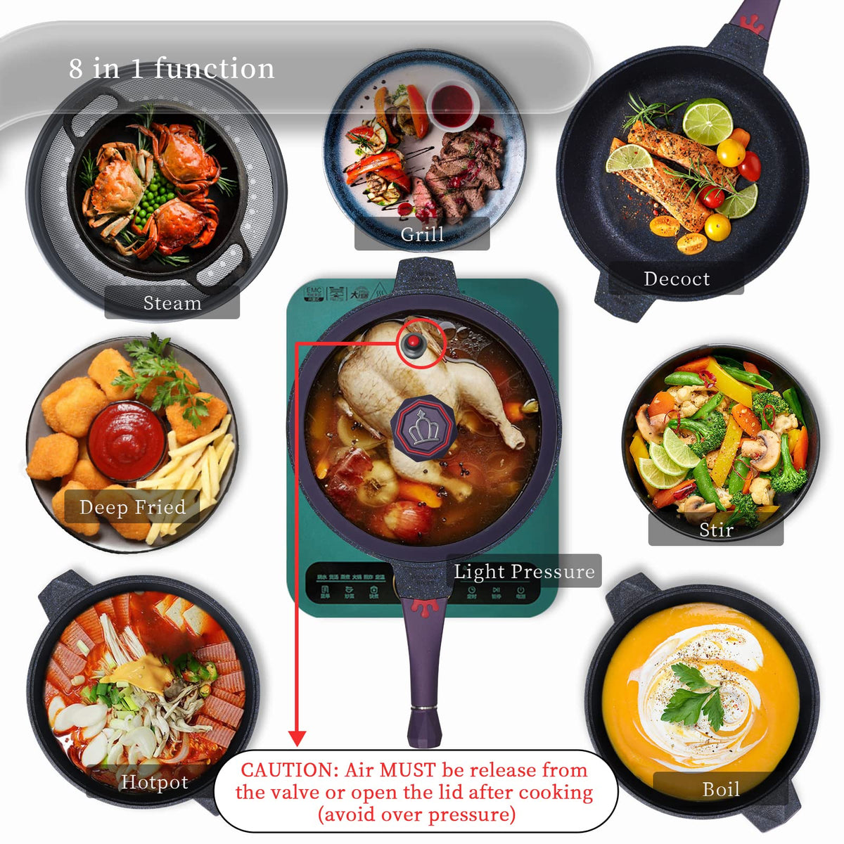 TIBORANG nonstick titanium coating provides easy food release with minimal oil.