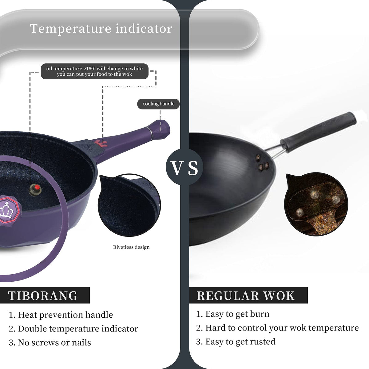 TIBORANG oven-safe to 500°F for finishing dishes in the oven.