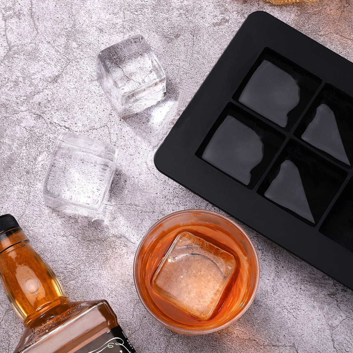Ticent large square ice cube tray creates 2-inch cubes for longer-lasting chill.