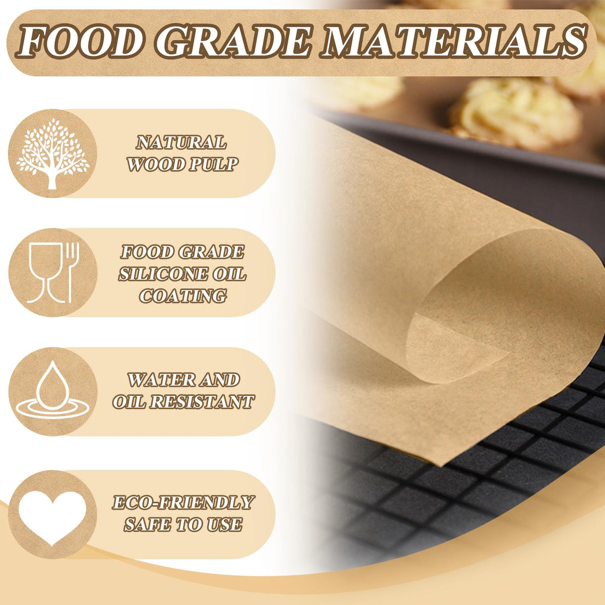 TiciKim Food-grade parchment with silicone oil coating, water and oil resistant.