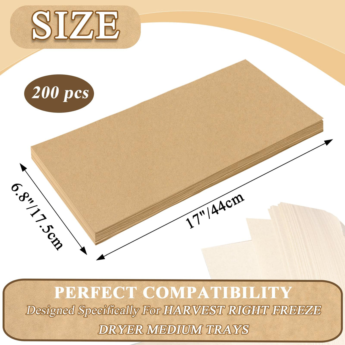 TiciKim Pre-cut parchment 17x6.8 inches for Harvest Right trays, designed to fit without curling.