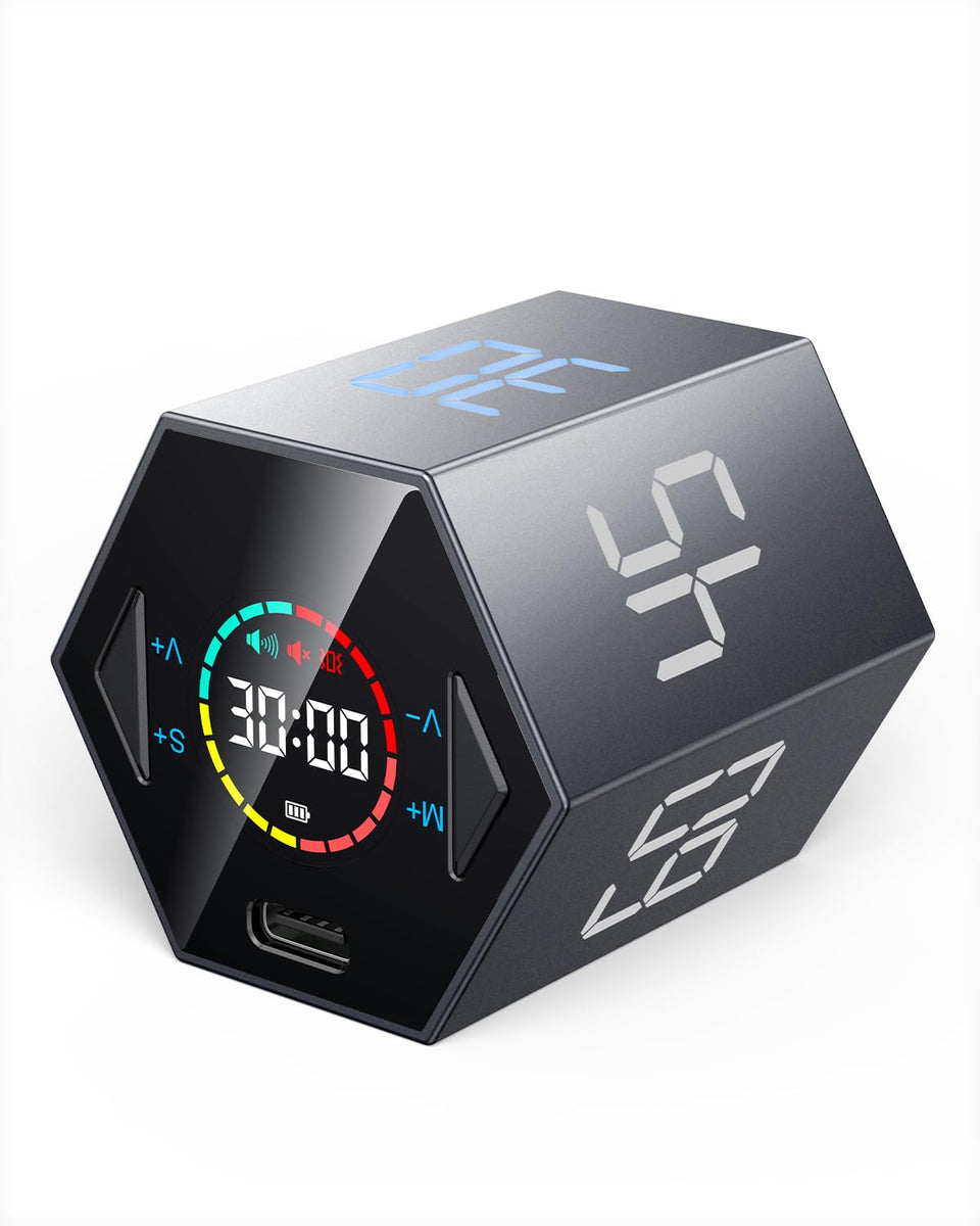 Ticktime Pomodoro Cube front view for focused work sessions