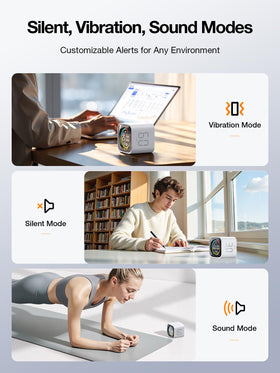 Ticktime TK3 three alert modes: sound, vibration, or silent