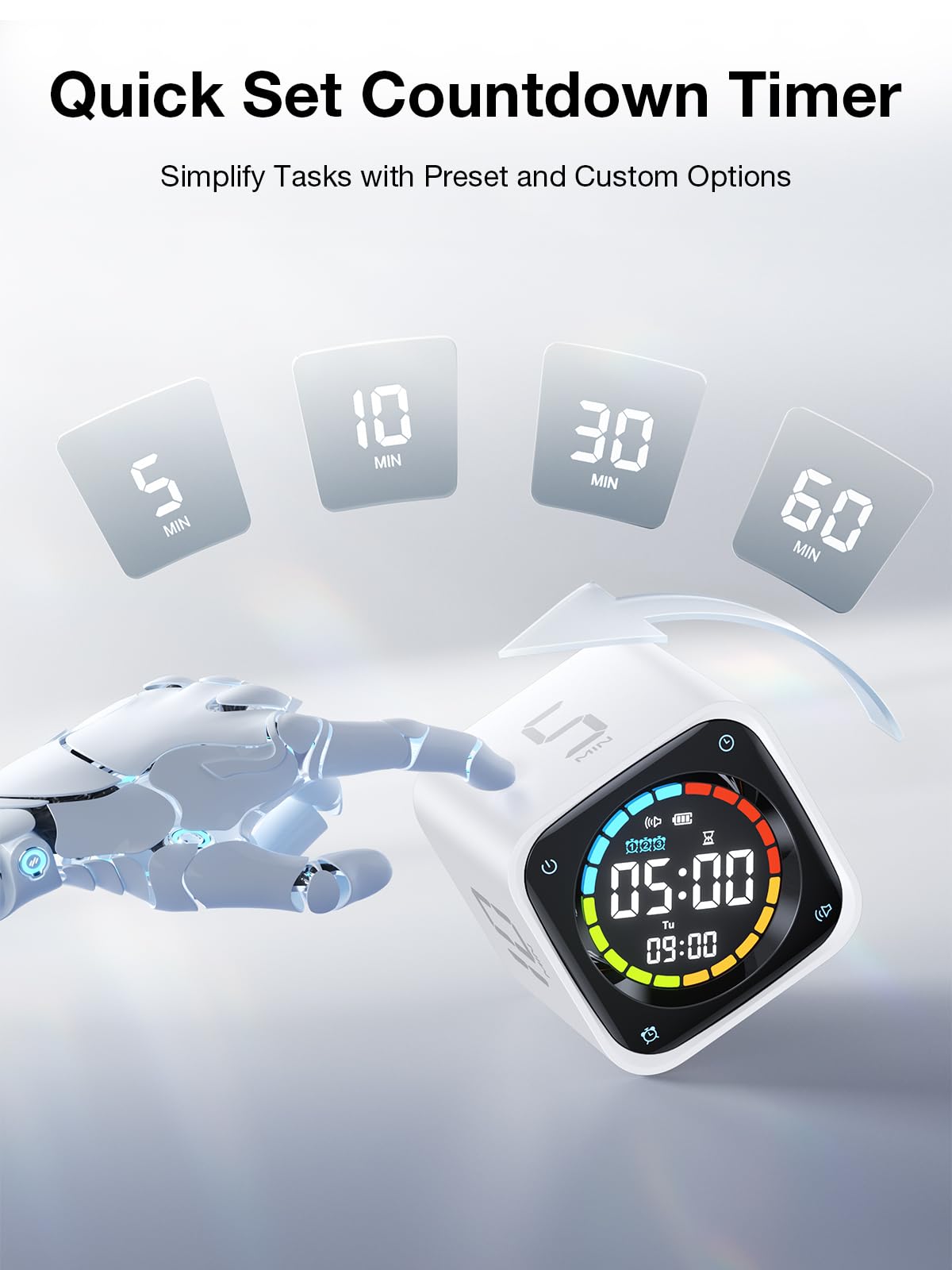 Ticktime TK3 custom countdown display for flexible work-break schedules