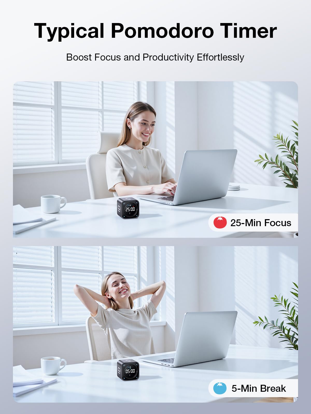 Ticktime TK3 flip start gesture activates timer with no buttons
