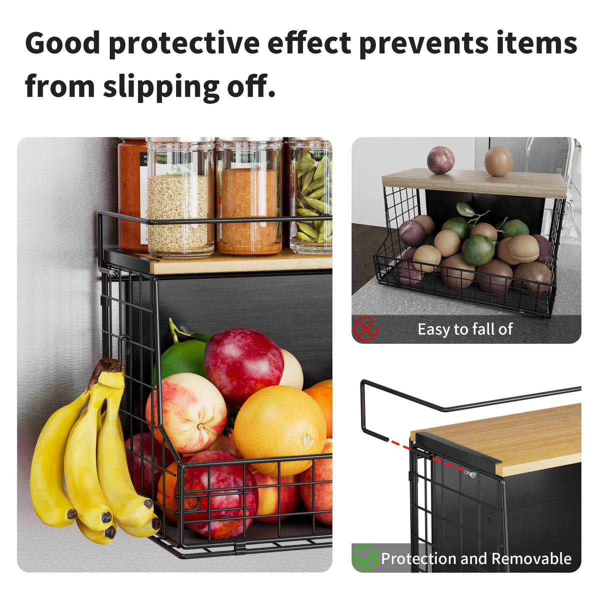 TIDIIABODE fridge organizer storing potatoes and onions on bottom shelf