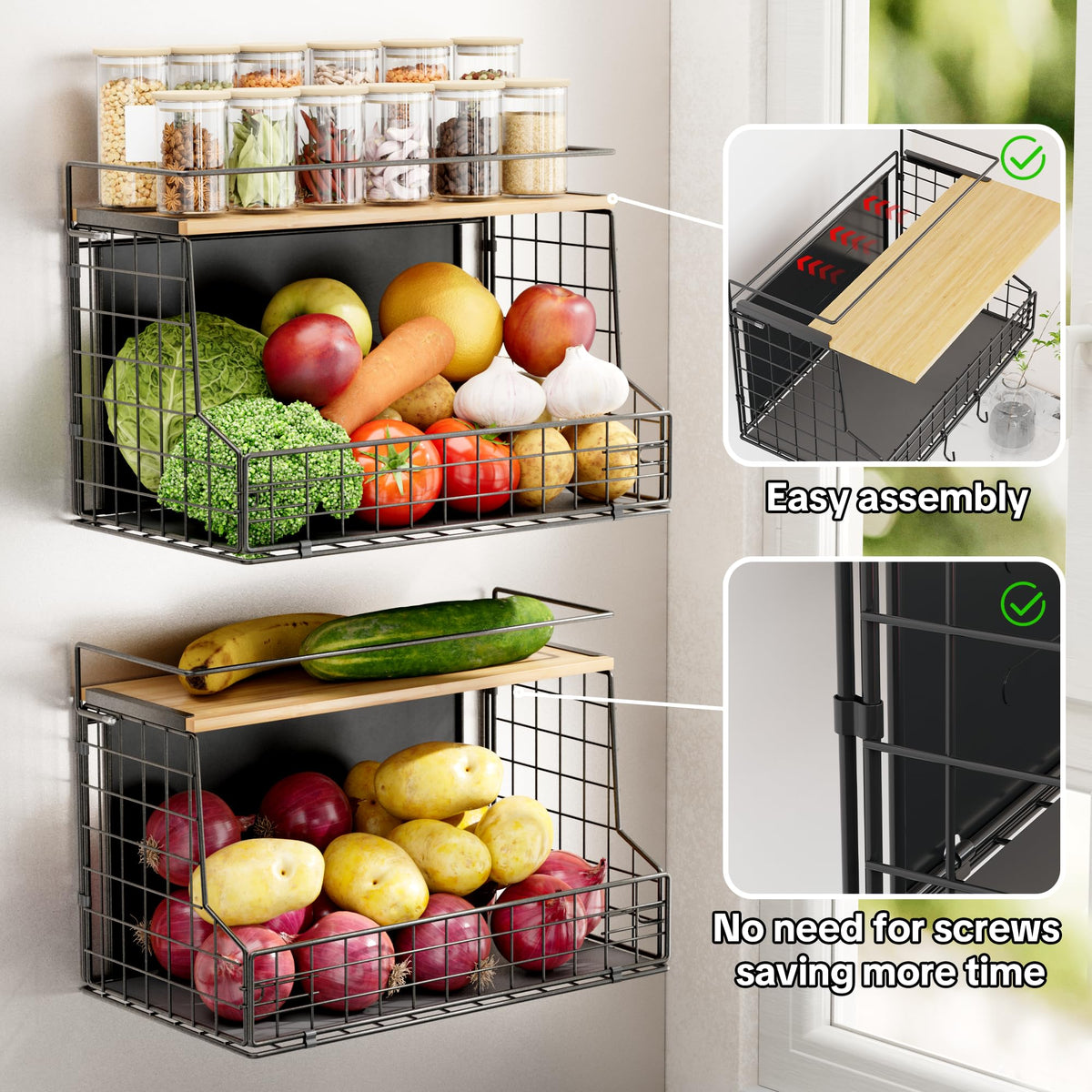 TIDIIABODE large container spice rack on fridge door for organized spices