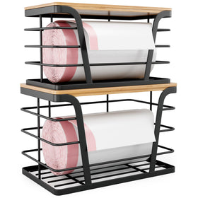 Tidiiabode small trash bag organizer keeps 13-gallon rolls easily accessible.