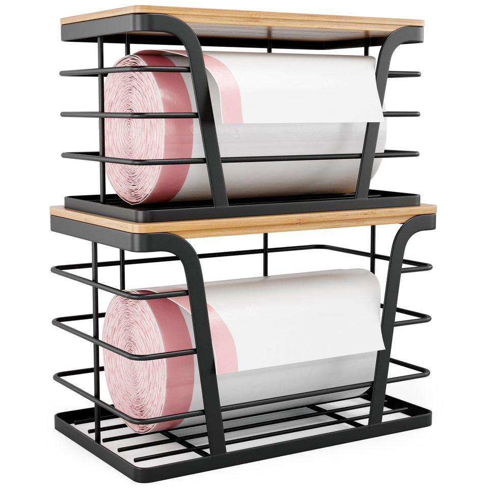 Tidiiabode small trash bag organizer keeps 13-gallon rolls easily accessible.