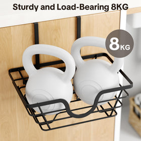 Space-saving door-mount design frees counter space and clutter.
