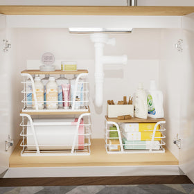 TIDIIABODE bamboo-top stackable basket offering versatile storage options