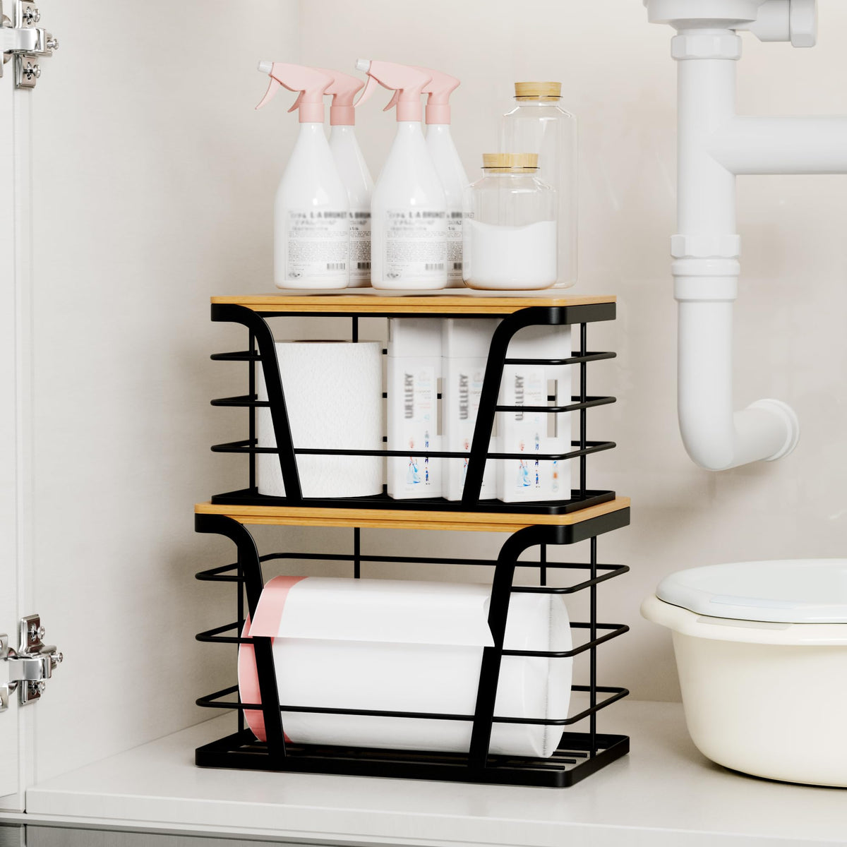 Tidiiabode wall mount trash bag holder frees counter space.
