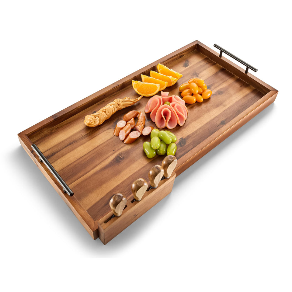 Tidita 24-inch charcuterie tray with handles, ideal for entertaining guests.
