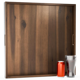 Tidita 24x24-inch acacia square tray in walnut finish for stylish serving.