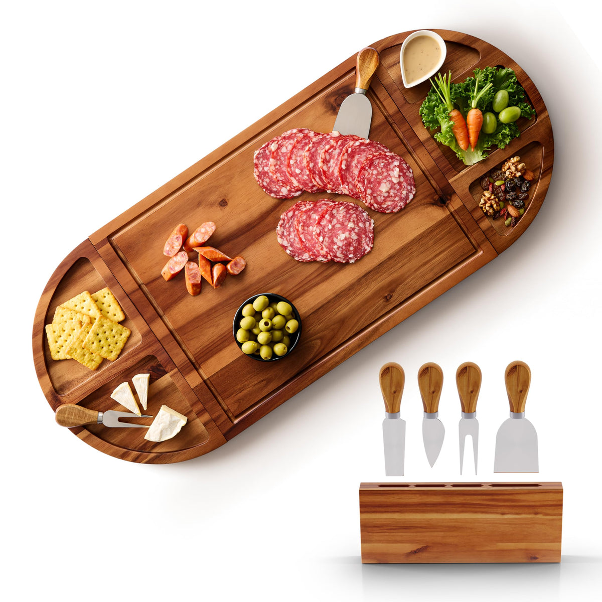 Tidita 30-inch acacia charcuterie board for stylish grazing and entertaining.