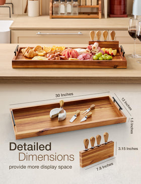 Tidita Acacia board knife set holder for organized cheese cutting.