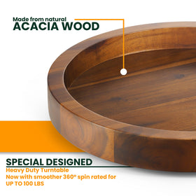 Tidita acacia wood lazy susan as a stylish tabletop centerpiece with practical use.
