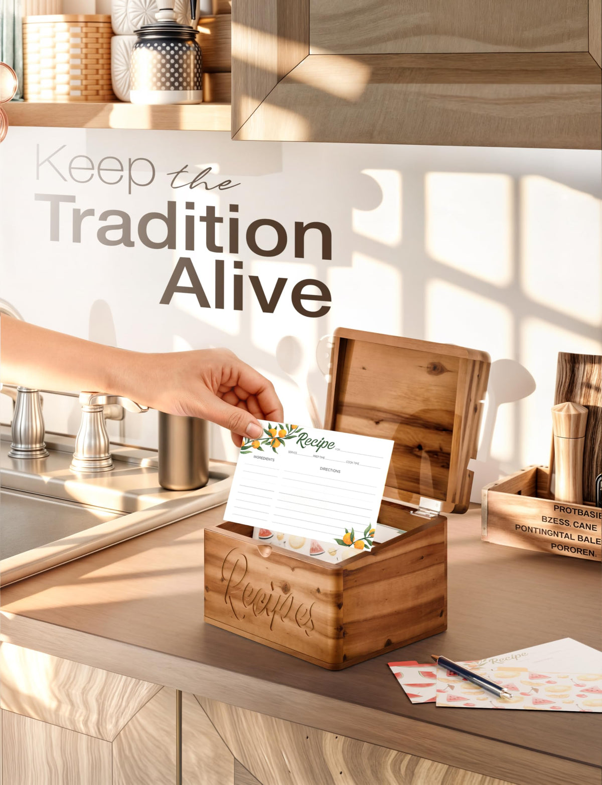 Tidita Acacia lid doubles as a hands-free recipe holder on the counter