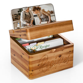 Tidita Acacia recipe box with dual-slot design keeps 4x6 cards organized