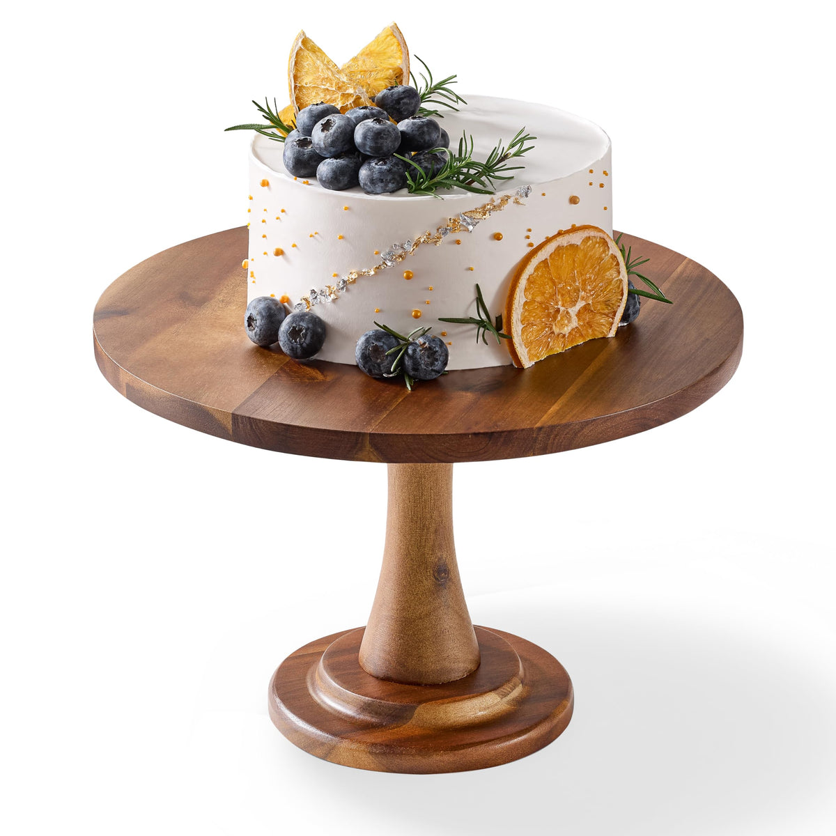 Tidita acacia wood cake stand top view for an elegant dessert display