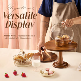 Tidita acacia wood cake stand on a dessert table ideal for weddings