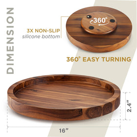 Tidita acacia wood lazy susan demonstrates 360 rotation for easy spice access.