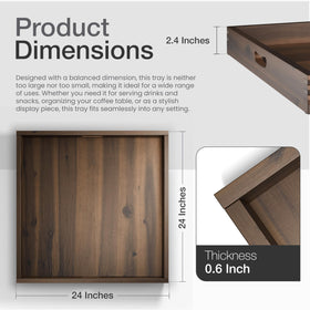 Tidita acacia wood tray with integrated handles for easy transport.