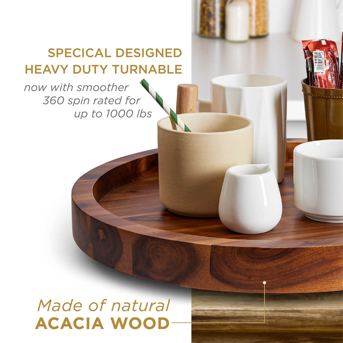 Tidita charcuterie board display on round lazy susan ready to serve.