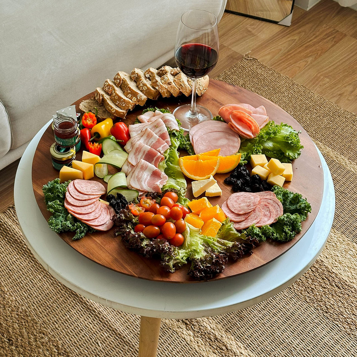 Tidita charcuterie setup ready for gatherings on the Lazy Susan