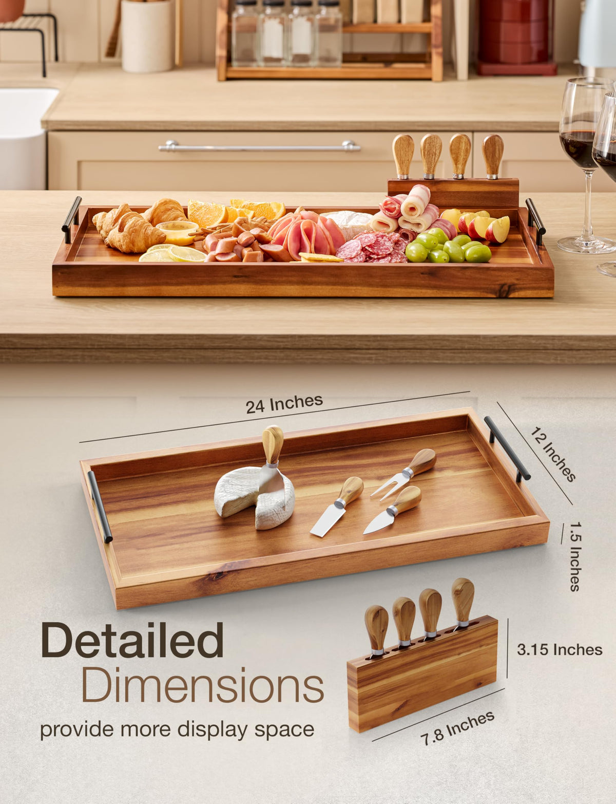 Tidita knife set with four cheese knives and holder for easy slicing.