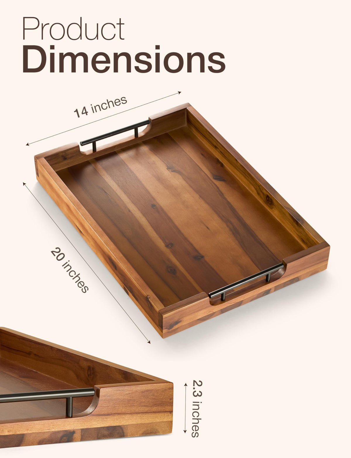 Tidita ottoman tray with handles enables easy transport during entertaining.