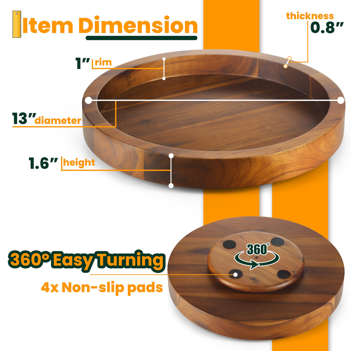 Tidita round turntable on kitchen counter enabling versatile storage and easy serving.