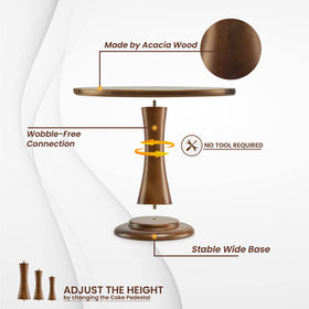 Tidita large acacia cake stand highlighting towering desserts for celebrations.