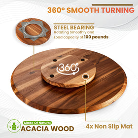 Close-up of natural acacia wood grain on Tidita Lazy Susan