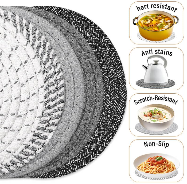 Tidponra trivets protect tabletops from heat, scratches, and stains.