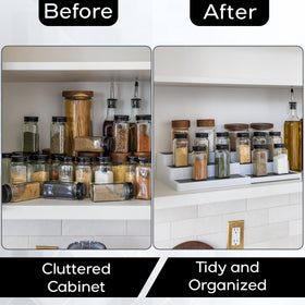 Tidy Train spice rack shows stacked jars for easy reach