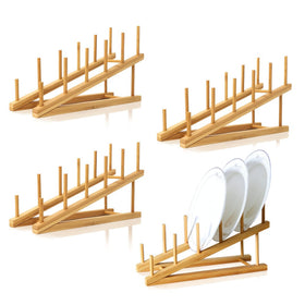 TIE-DailyNec wooden dish rack 4pcs keeps compact counters tidy and organized.
