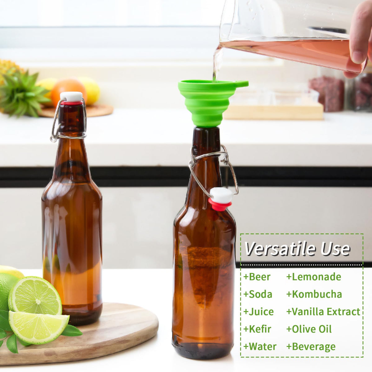 TienChoo collapsible silicone funnel for easy filling.